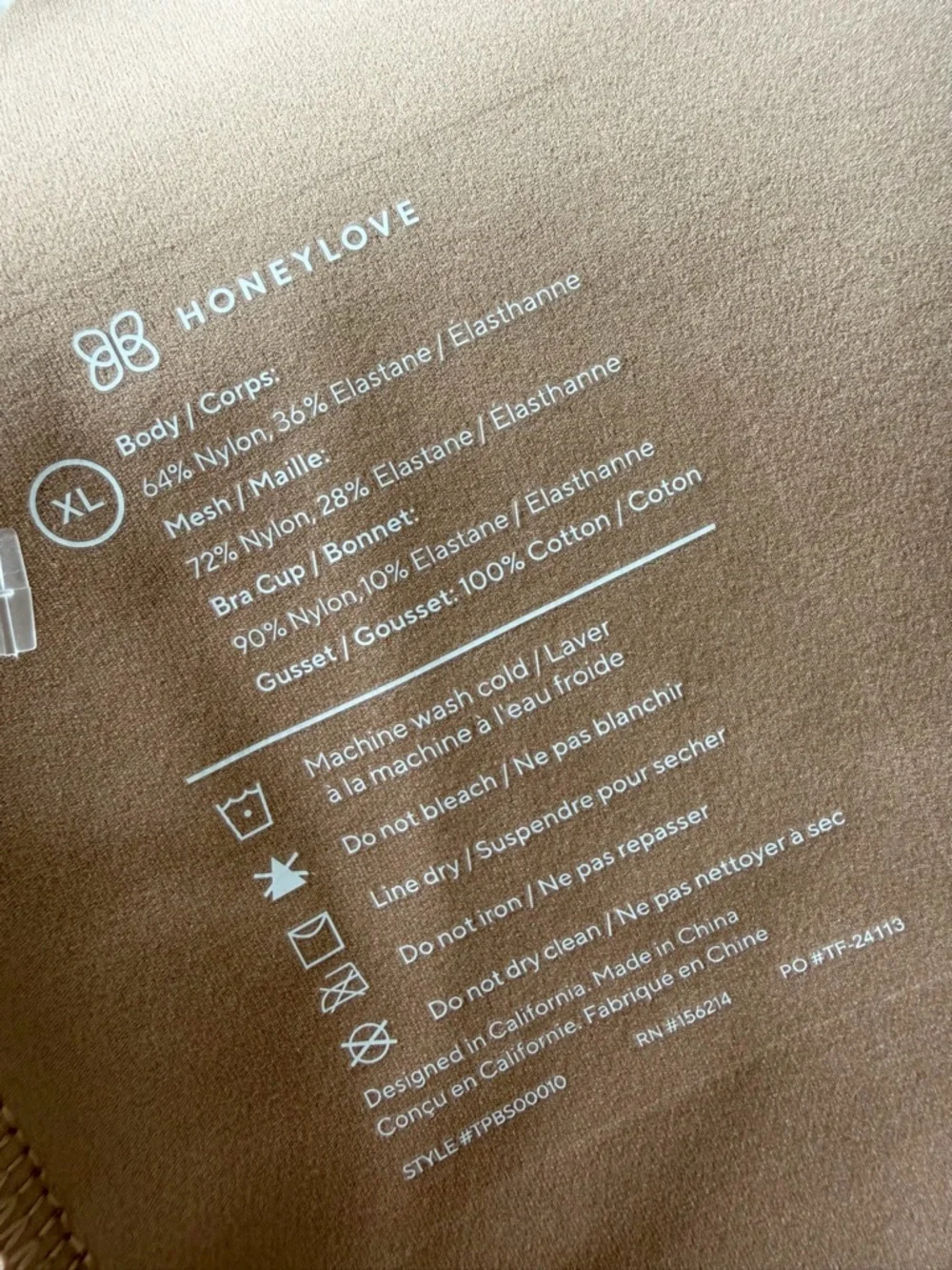 NEW Honeylove Mid-Thigh Bodysuit Sand Size XL